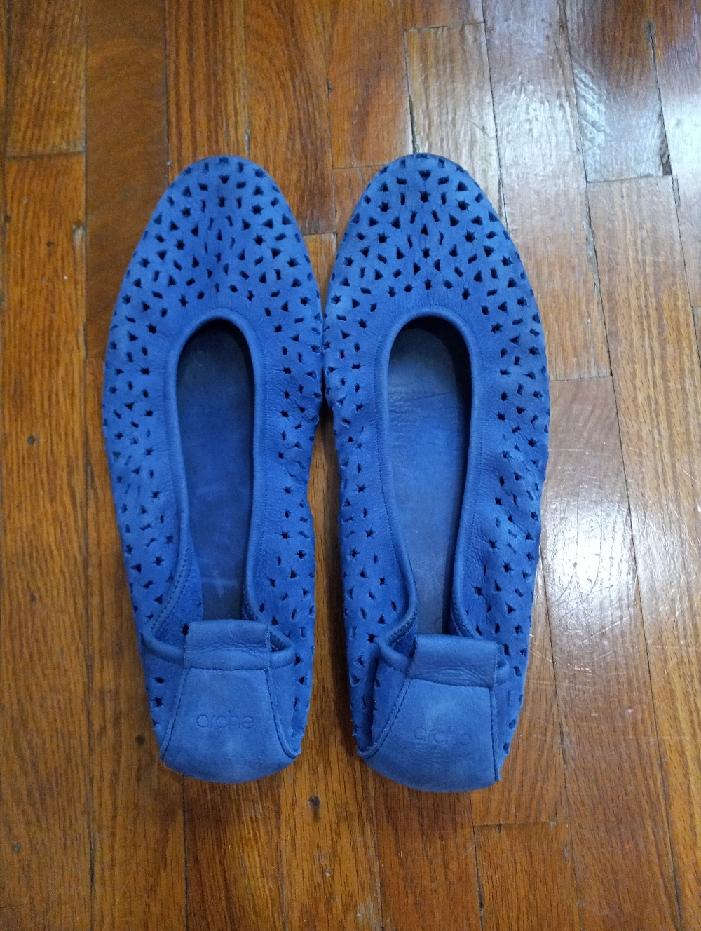 Arche Blue Suede Perforated Slip-On Flats